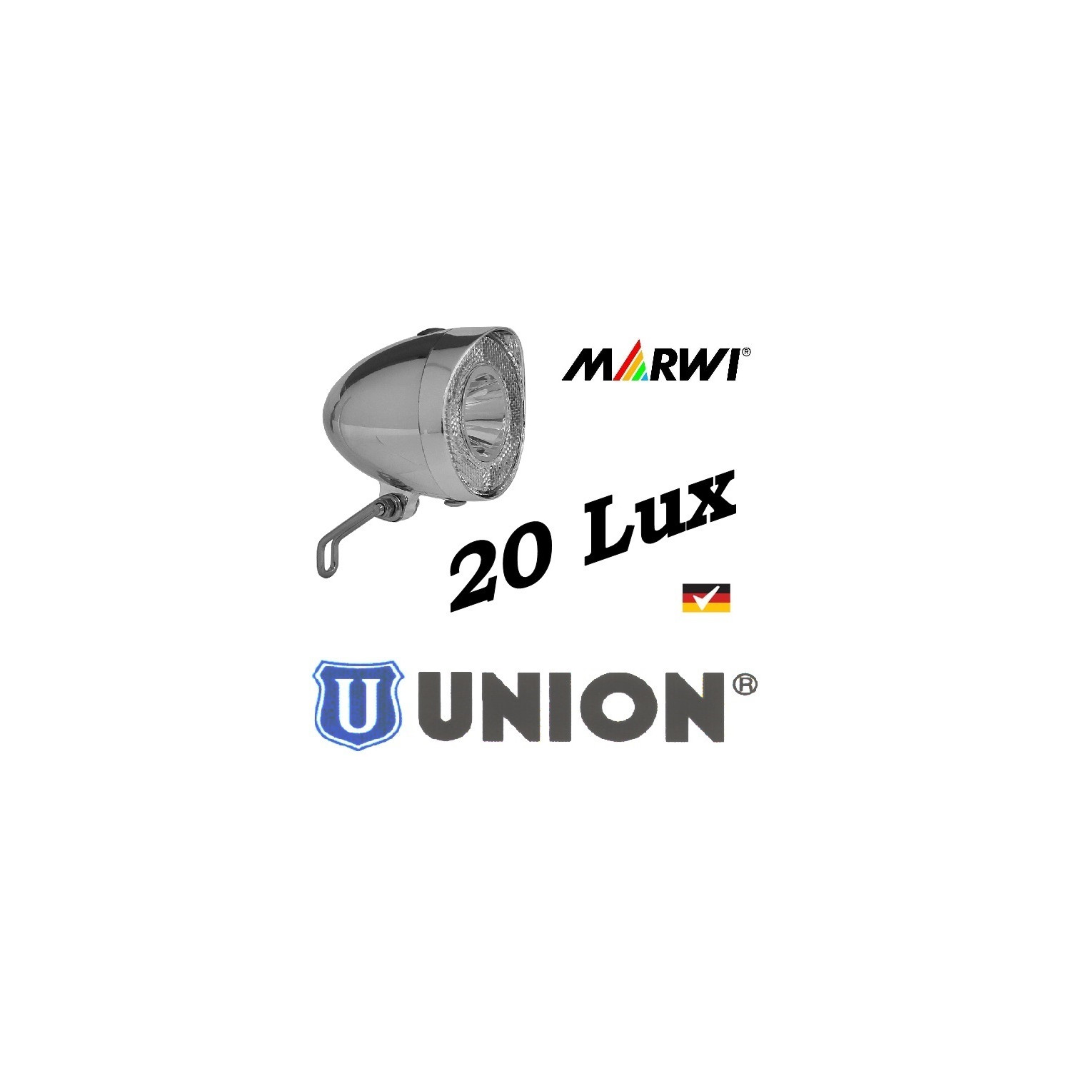 Klassic LED UN-4915 Chrom Batterie 20 Lux Union mit STVZO