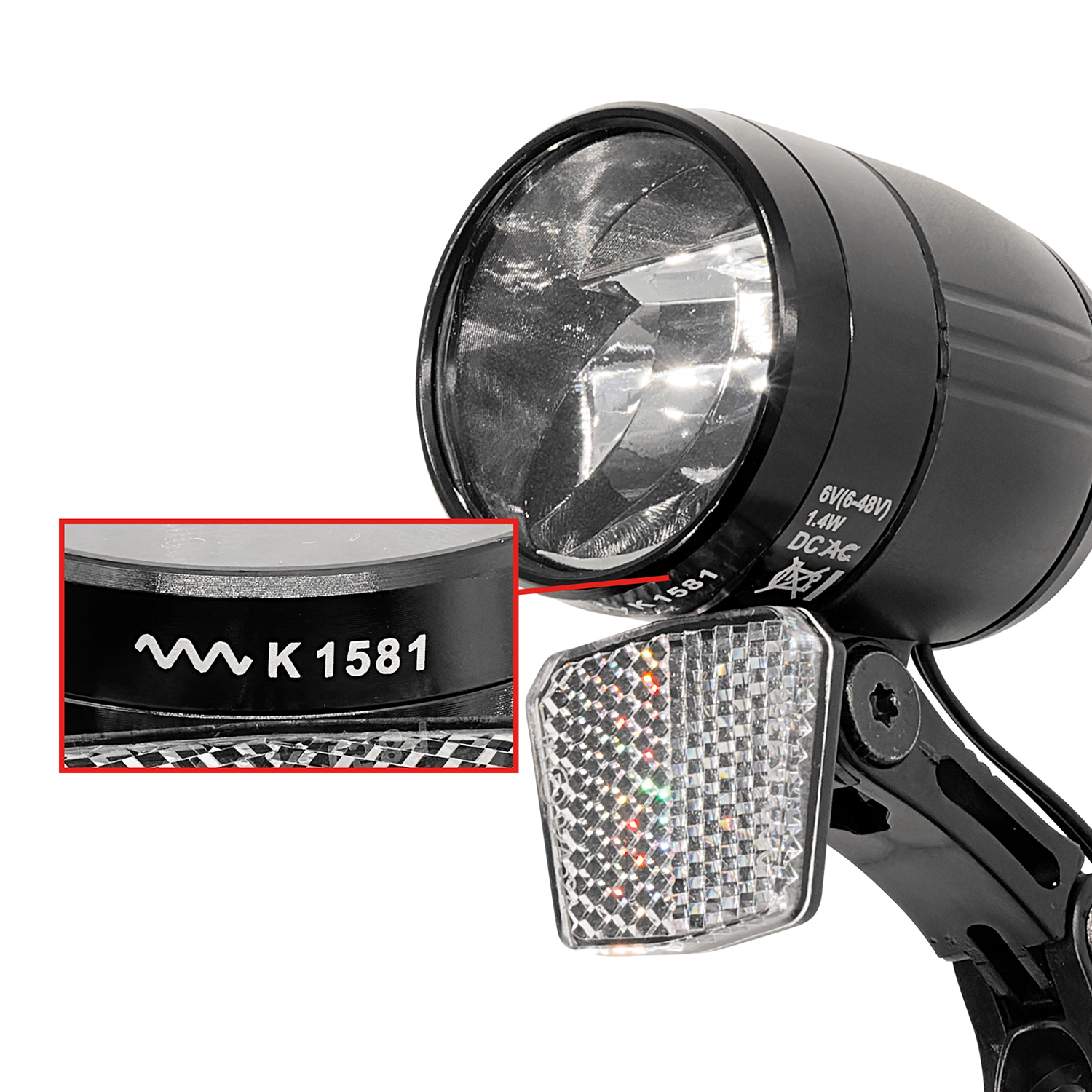 LED-Scheinwerfer APOLLON 100 E ohne Schalter E-Bike in schwarz