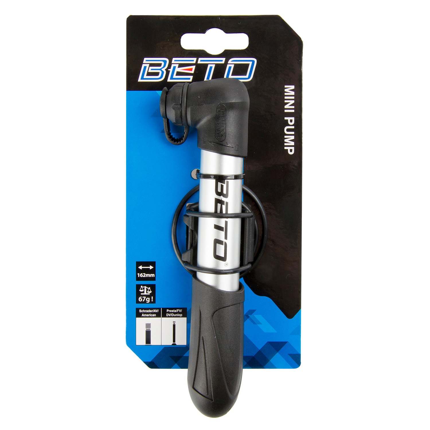 BETO Mini-Pumpe TL 67 TWIST LOCK ALU in silber/schwarz