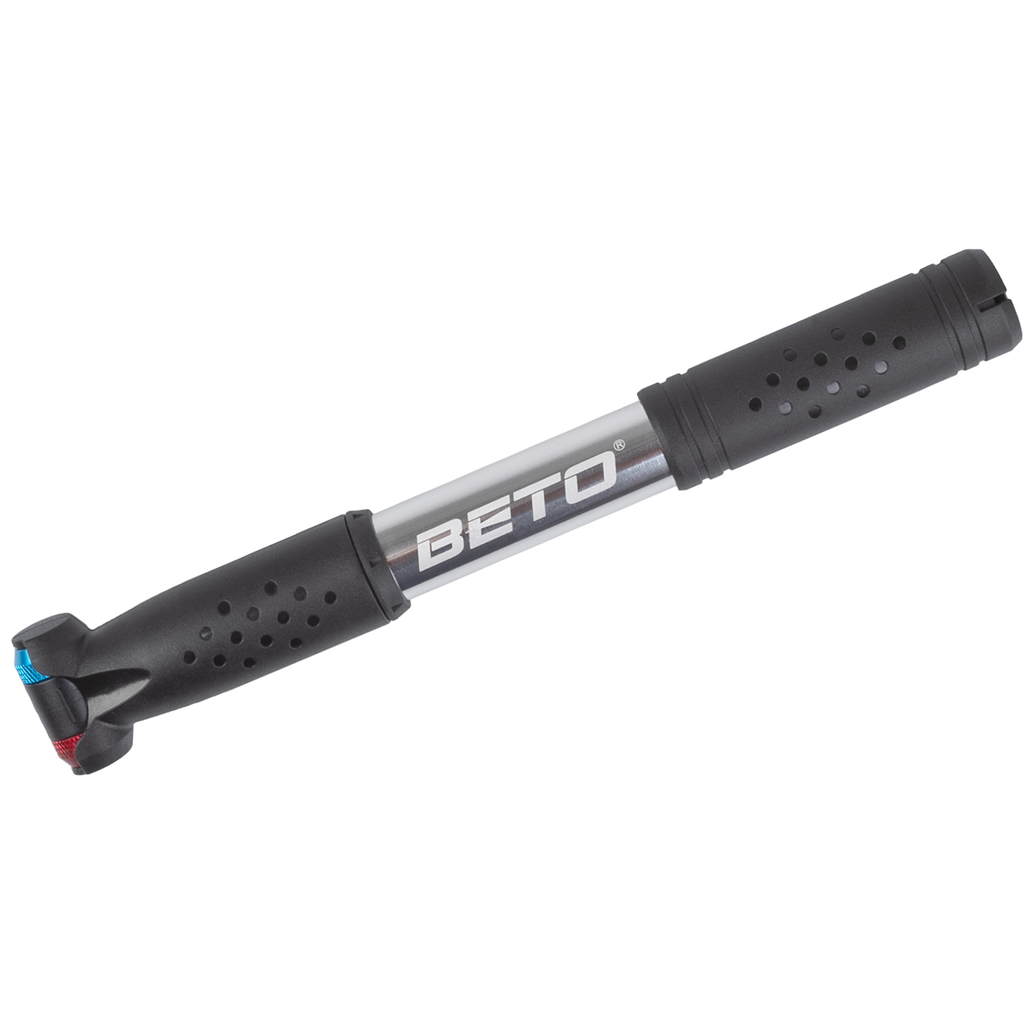 BETO-ALU-Mini-Pumpe, ausziehbarer SCHLAUCH in silber/schwarz