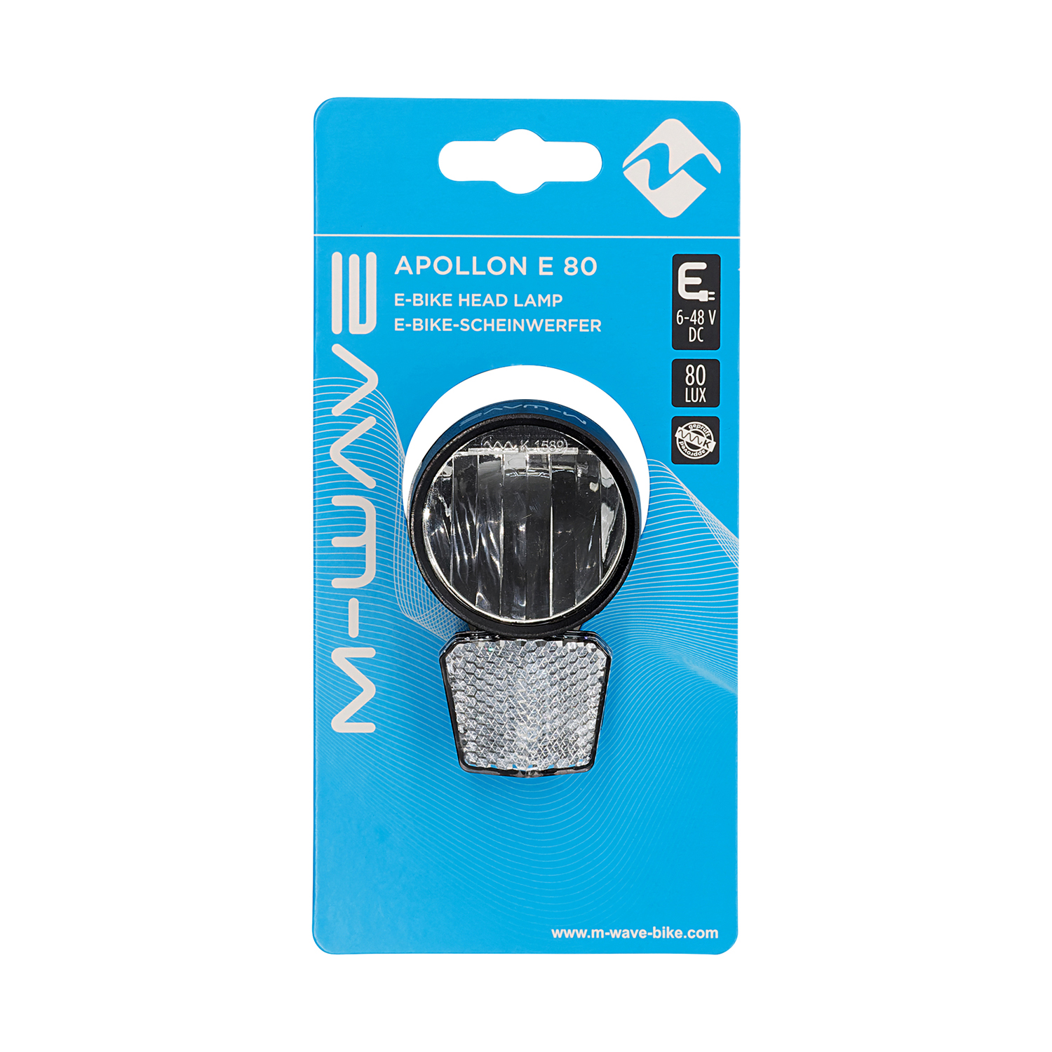 LED-Scheinwerfer APOLLON 80 E ohne Schalter für E-BIKEs in schwarz