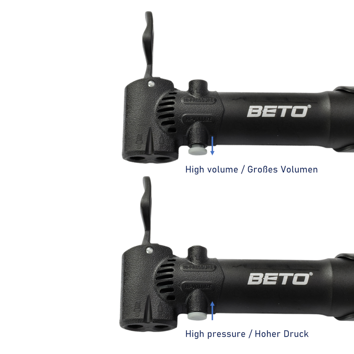 BETO-Mini Doppelkopfpumpe, 2 in 1, Schwarz