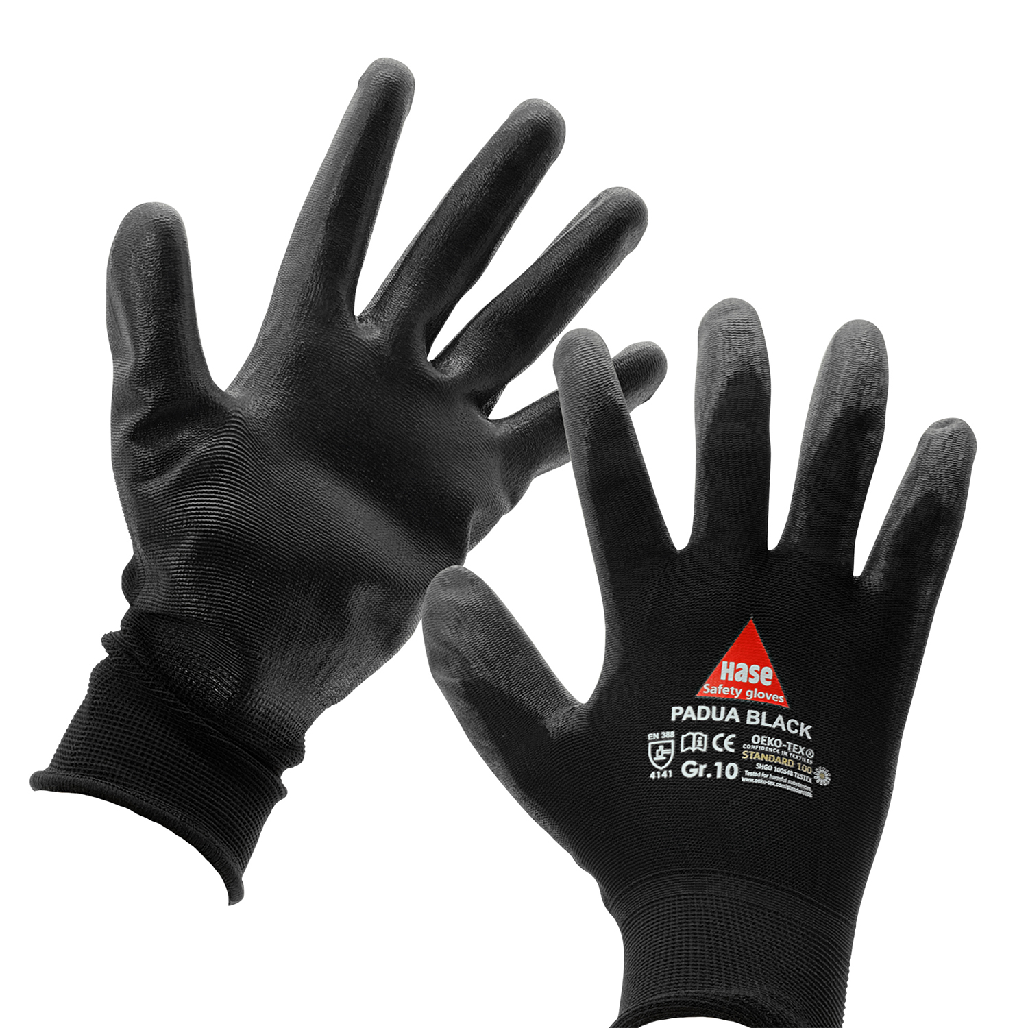 HASE Handschuh PADUA BLACK Gr. 10 in Schwarz