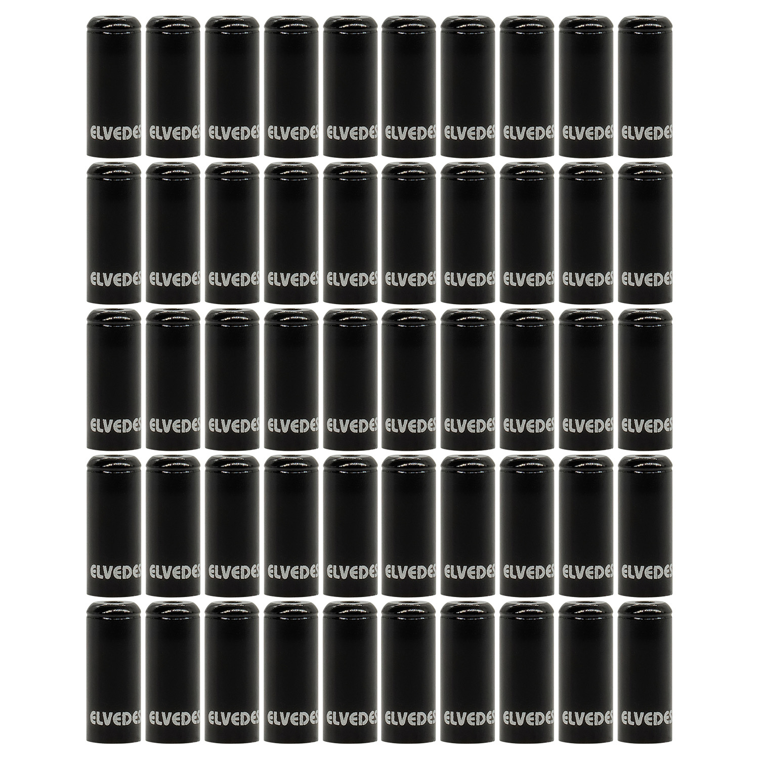 ELVEDES Endkappen 5 mm in schwarz, Alu gedichtet, Dose mit 50 Stück