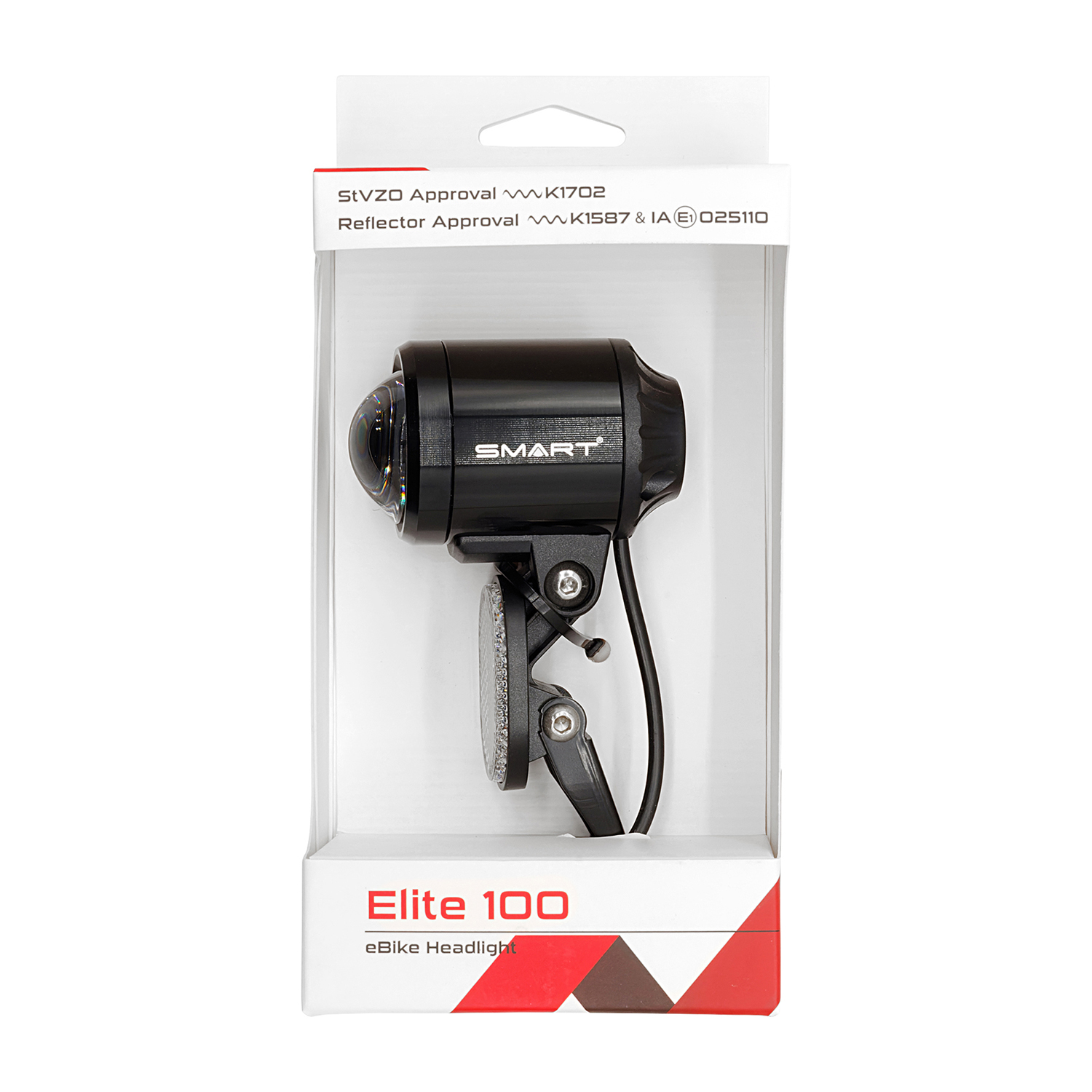 LED-Scheinwerfer SMART ELITE 100 E ohne Schalter für E-Bikes in Schwarz