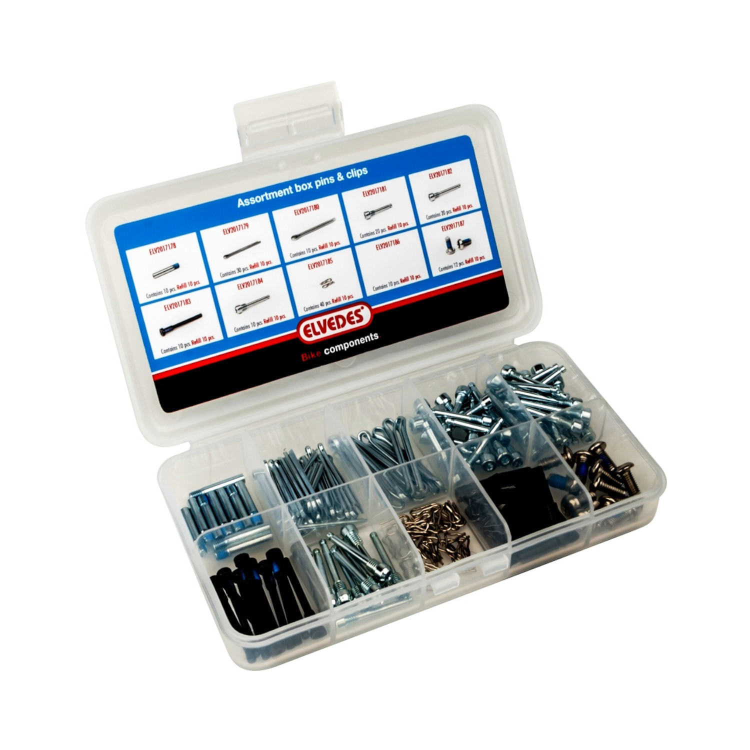 ELVEDES Sortiment PINS and CLIPS für DISC PADS, 172 Stück BOX mit 10 Typen